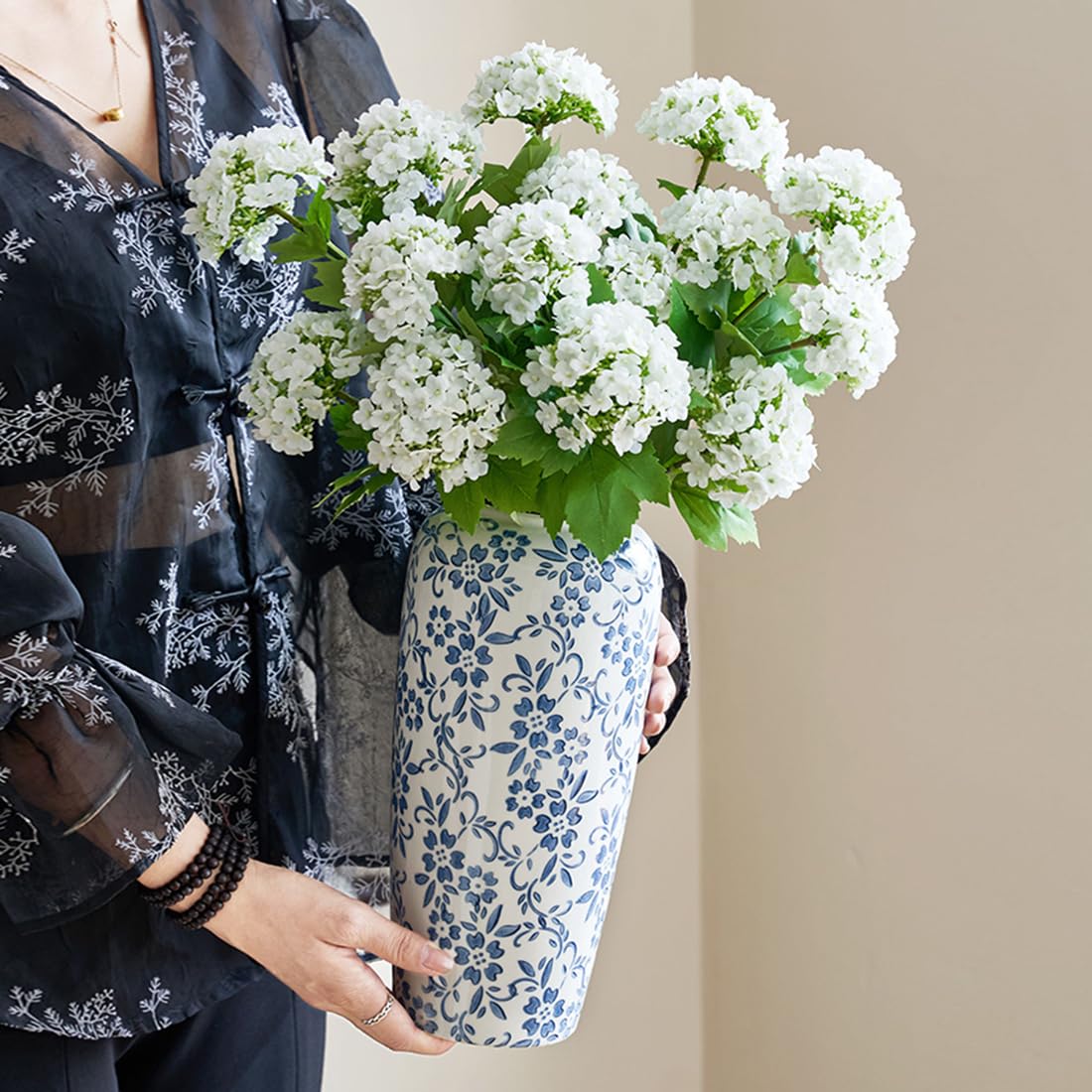 Amazon.co.jp: XIUWOUG ヴィンテージブルーとホワイトの花瓶、青と白の